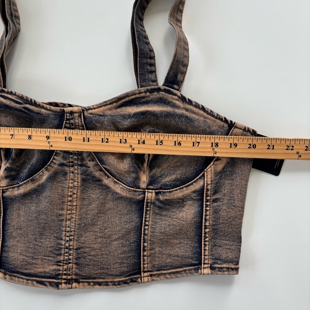 American Bazi Women's Copper Acid Wash Crop Top Denim Top Size 3X, New with Tags - Picture 6 of 7
